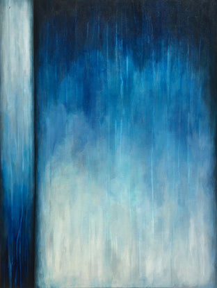 Original art for sale at UGallery.com | Diving In Sapphire by Marie-Eve Champagne | $950 | acrylic painting | 40' h x 30' w | photo 1