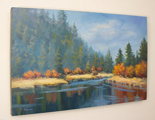 Dock Dreaming of Fishing by Karen E Lewis |  Side View of Artwork 