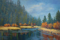 Original art for sale at UGallery.com | Dock Dreaming of Fishing by Karen E Lewis | $1,600 | oil painting | 24' h x 36' w | thumbnail 1