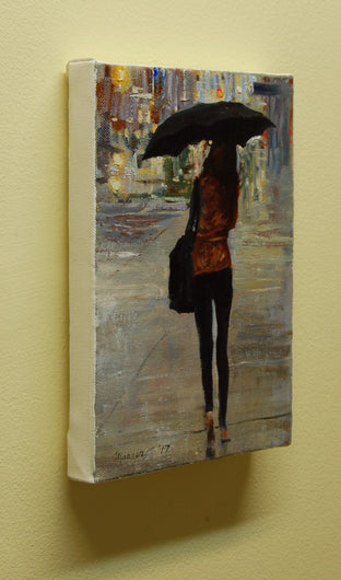Dodging the Drizzle by Onelio Marrero |  Side View of Artwork 