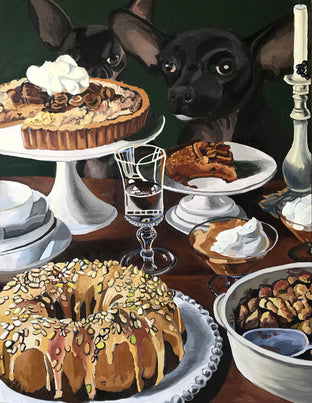 Original art for sale at UGallery.com | Doggie Dreamscape by Rachel Srinivasan | $1,425 | oil painting | 40' h x 30' w | photo 1