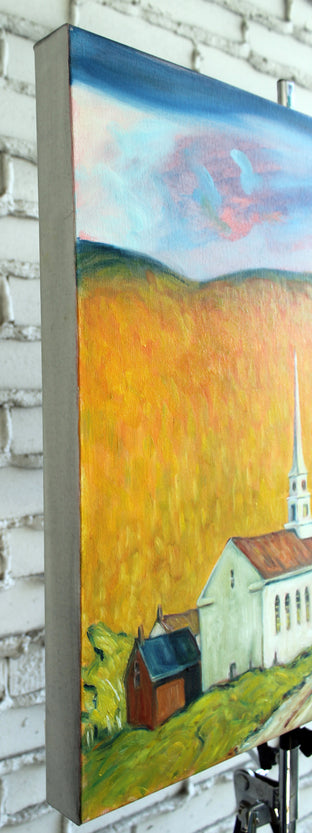 Original art for sale at UGallery.com | Evening, Stowe Community Church, Vermont by Doug Cosbie | $850 | oil painting | 20' h x 24' w | photo 2