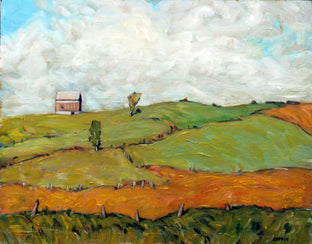 Original art for sale at UGallery.com | Fields and Barn, Homer, NY by Doug Cosbie | $500 | oil painting | 11' h x 14' w | photo 1