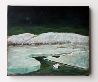 Original art for sale at UGallery.com | Winter Moonlight, Poconos by Doug Cosbie | $375 | oil painting | 12' h x 14' w | photo 3