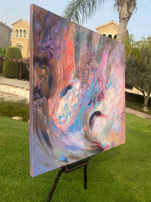 Original art for sale at UGallery.com | Dreamy Waves by Dowa Hattem | $2,900 | oil painting | 55.1' h x 55.12' w | photo 2