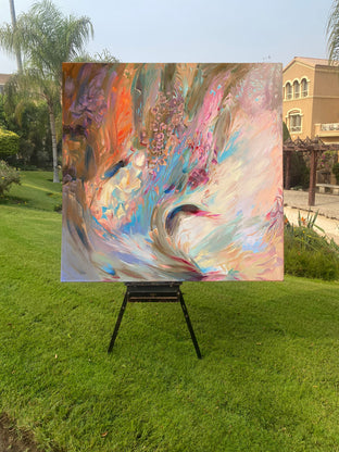 Original art for sale at UGallery.com | Dreamy Waves by Dowa Hattem | $2,900 | oil painting | 55.1' h x 55.12' w | photo 3