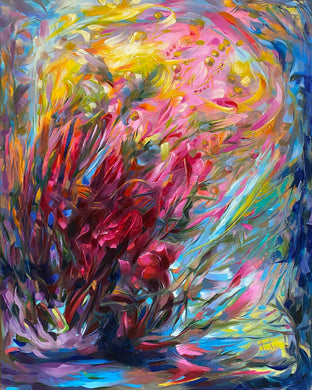 Original art for sale at UGallery.com | Flower Storm by Dowa Hattem | $2,000 | oil painting | 39.37' h x 31.49' w | photo 1