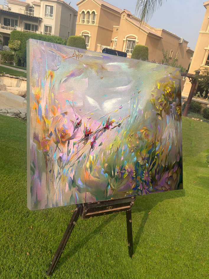 Serene Happiness by Dowa Hattem |  Side View of Artwork 