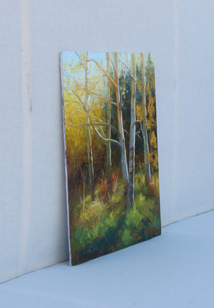 Original art for sale at UGallery.com | Aspens in Golden Light by Sherri Aldawood | $525 | oil painting | 16' h x 12' w | photo 2