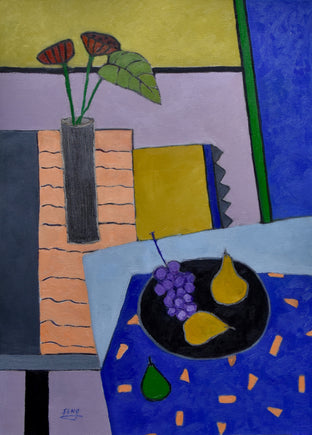Original art for sale at UGallery.com | One Green Pear by Feng Biddle | $1,550 | oil painting | 36' h x 26' w | photo 1