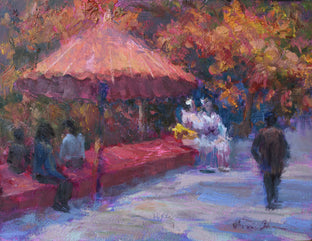 Original art for sale at UGallery.com | Afternoon Tea by Oksana Johnson | $700 | oil painting | 9' h x 12' w | photo 1