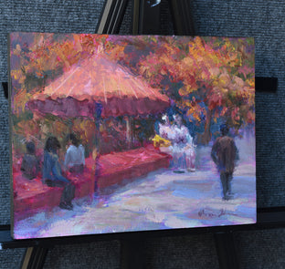 Original art for sale at UGallery.com | Afternoon Tea by Oksana Johnson | $700 | oil painting | 9' h x 12' w | photo 3