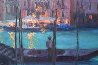 Original art for sale at UGallery.com | Evening by the Grand Canal by Oksana Johnson | $2,125 | oil painting | 24' h x 40' w | photo 4