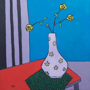 Original art for sale at UGallery.com | White Vase on Red Table by Feng Biddle | $1,300 | oil painting | 30' h x 30' w | photo 1