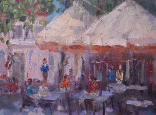Street Cafe by Oksana Johnson |   Closeup View of Artwork 