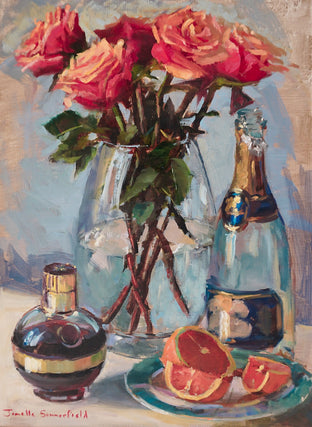 Original art for sale at UGallery.com | Roses and Mimosas with Chambord by Jonelle Summerfield | $675 | oil painting | 16' h x 12' w | photo 1