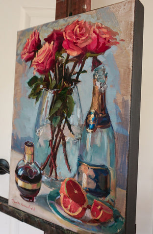 Roses and Mimosas with Chambord by Jonelle Summerfield |  Side View of Artwork 