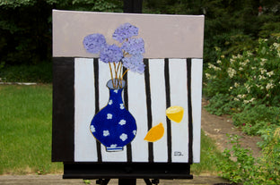 Original art for sale at UGallery.com | Blue Hydrangea by Feng Biddle | $1,000 | acrylic painting | 24' h x 24' w | photo 3