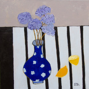 Original art for sale at UGallery.com | Blue Hydrangea by Feng Biddle | $1,000 | acrylic painting | 24' h x 24' w | photo 1