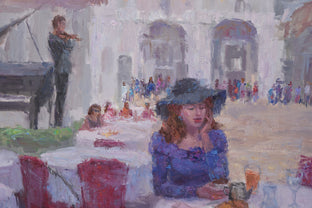 Original art for sale at UGallery.com | Breakfast on Piazza San Marco by Oksana Johnson | $3,175 | oil painting | 32' h x 32' w | photo 4