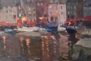 Evening in a Harbor by Oksana Johnson |   Closeup View of Artwork 