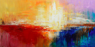 Original art for sale at UGallery.com | Triumph of an Ancient Sun by Tatiana Iliina | $2,475 | acrylic painting | 24' h x 48' w | thumbnail 1