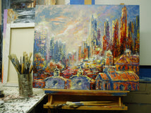 Original art for sale at UGallery.com | City of Angels by Tatiana Iliina | $1,750 | acrylic painting | 24' h x 30' w | thumbnail 3