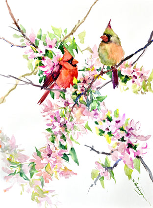 Cardinals and Cherry Blossom by Suren Nersisyan |  Artwork Main Image 
