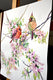 Original art for sale at UGallery.com | Cardinals and Cherry Blossom by Suren Nersisyan | $400 | watercolor painting | 24' h x 18' w | thumbnail 4