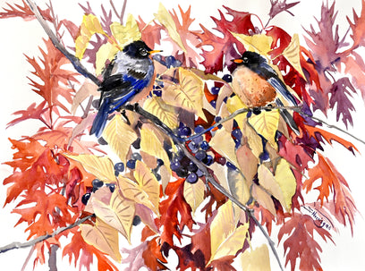 American Robins and Fall Foliage by Suren Nersisyan | Artwork Main Image