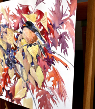 American Robins and Fall Foliage by Suren Nersisyan |  Context View of Artwork 