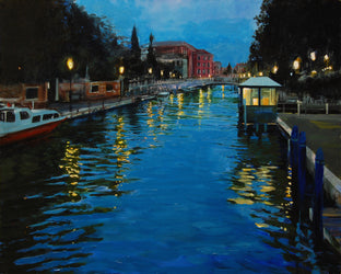 Original art for sale at UGallery.com | Dusk over Rio Novo, Venice by Onelio Marrero | $900 | oil painting | 16' h x 20' w | photo 1