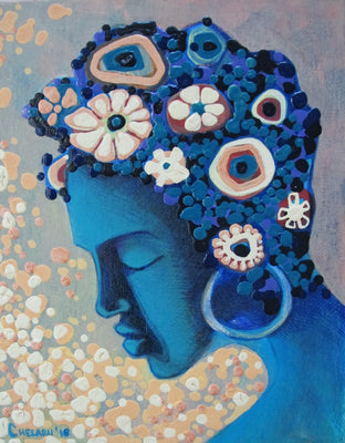 Original art for sale at UGallery.com | Peaceful by Diana Elena Chelaru | $350 | mixed media artwork | 10' h x 8' w | photo 1