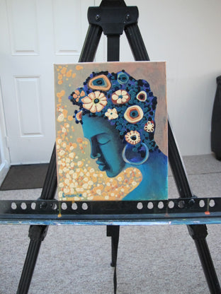 Original art for sale at UGallery.com | Peaceful by Diana Elena Chelaru | $350 | mixed media artwork | 10' h x 8' w | photo 3