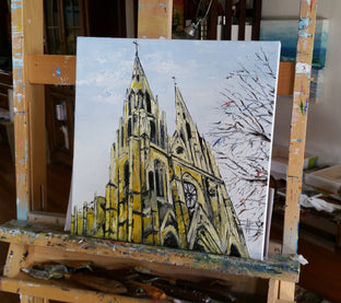 Original art for sale at UGallery.com | Basilica of Saint Clotilde by Lisa Elley | $450 | oil painting | 12' h x 12' w | photo 2