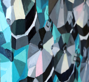 Blue-Green Cubist Cafe by Rachel Srinivasan |  Side View of Artwork 