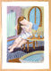 Original art for sale at UGallery.com | A Woman in the Bathroom by Javier Ortas | $3,050 | watercolor painting | 39.37' h x 27.55' w | thumbnail 3
