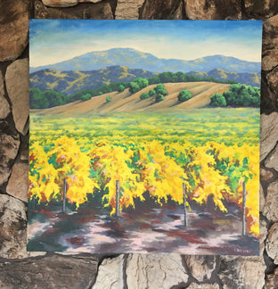 Original art for sale at UGallery.com | Autumn Vineyard by Steven Guy Bilodeau | $2,050 | oil painting | 36' h x 36' w | photo 3