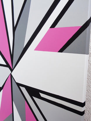 Abstract Composition With Pink and Grey by Elena Andronescu |  Side View of Artwork 