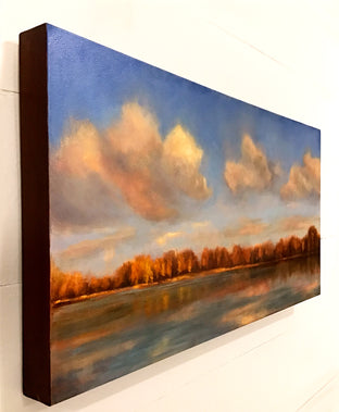 Autumn Afternoon, Orange, Brown and Blue by Elizabeth Garat |  Side View of Artwork 