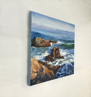 Cayucos Coastline No. 1 by Elizabeth Garat |  Side View of Artwork 