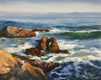 Original art for sale at UGallery.com | Cayucos Coastline No. 1 by Elizabeth Garat | $825 | oil painting | 16' h x 20' w | thumbnail 1