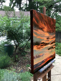 Original art for sale at UGallery.com | Days End Vermillion Glow by Elizabeth Garat | $2,050 | oil painting | 30' h x 30' w | thumbnail 2