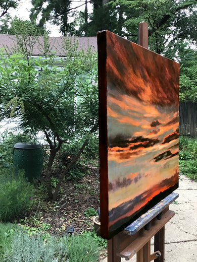 Days End Vermillion Glow by Elizabeth Garat |  Side View of Artwork 