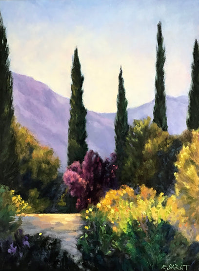 Garden Vista, Cypresses and Plum by Elizabeth Garat | Artwork Main Image