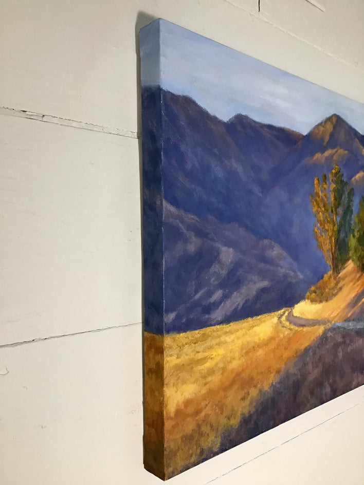 Light and Shadow, Purple and Gold by Elizabeth Garat |  Side View of Artwork 