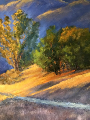 Original art for sale at UGallery.com | Light and Shadow, Purple and Gold by Elizabeth Garat | $1,550 | oil painting | 22' h x 28' w | photo 4