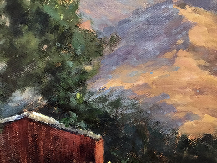 Red Barn Off Grand Avenue by Elizabeth Garat |   Closeup View of Artwork 