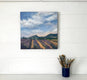 Original art for sale at UGallery.com | Rows of Lavender, Peach Light Above the Hills by Elizabeth Garat | $1,475 | oil painting | 24' h x 24' w | thumbnail 3