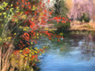 Original art for sale at UGallery.com | The Pond in November; Red Berries by Elizabeth Garat | $875 | oil painting | 18' h x 18' w | thumbnail 4